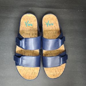 Yuu Navy Blue Double Strap Sandles